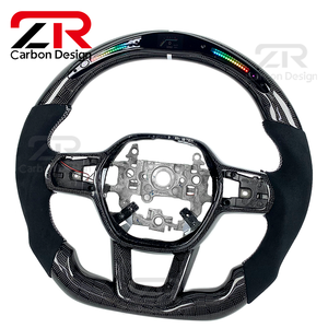 พวงมาลัยหนังคาร์บอนไฟเบอร์ LED แสดงรอบเครื่องยนต์ สำหรับตกแต่งภายในรถยนต์สไตล์สปอร์ต สำหรับ Honda <span class=keywords><strong>Civic</strong></span> รุ่นที่ 11 Accord CR-V Integra - Product Image 2