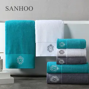 SANHOO – serviette blanche pour salle de bain, serviette de sol 32s en coton égyptien