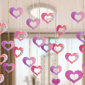 Dekorasi Gantung Hati Berkilauan untuk Hari Valentine 2025, Tirai Foil, Balon, Liontin - Product Image 2