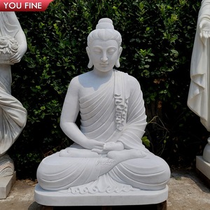 YOUFINE Vente en gros de statues de <span class=keywords><strong>Bouddha</strong></span> <span class=keywords><strong>assis</strong></span> en marbre blanc sculpté grandeur nature pour les jardins des temples bouddhistes en plein air - Product Image 4