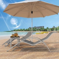 Chaise de piscine et transat en maille respirante pour patio, ensemble de 2 pièces avec table d'appoint, en Teslin, inclinable et portable, pour chambre et hôtel