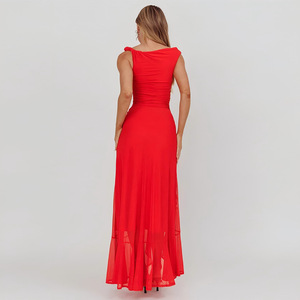 Vestido midi con abertura en un hombro para mujer, elegante, transpirable, con dobladillo en forma de Y, para la noche. - Product Image 4