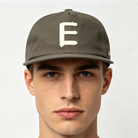 Topi Snapback 5 Panel Flat Brim, Katun Twill Vintage Bordir Logo 3D Custom, Topi Baseball Kasual Streetwear untuk Dewasa