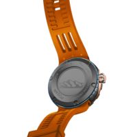 Montre mécanique automatique squelette creux à motif coloré, bracelet en silicone orange, aiguilles lumineuses, montre-bracelet analogique sport pour homme
