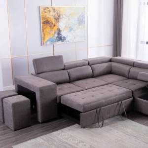 Frank Furniture Modern Multifunctional <b>Bed</b>, Extendable Wooden Living Room <b>Sofa</b> with Fabric for <b>Small</b> Spaces - Product Image 3
