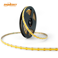 SHINESKY Strip Led COB pemotongan gratis, Strip Led 8MM 24V 10w/M 512leds satu Bin fleksibel