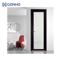 Porte de salle de bain en verre en alliage d'aluminium GONHO avec double verre trempé, design personnalisé, portes de toilettes en verre