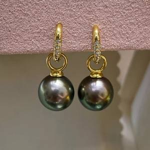 Accesorios de Perlas DIY, Bandeja Vacía para Pendientes de Plata S925 con Cuentas Redondas de 9-13 mm, Clip para Oreja de Joyería de Plata de Moda, Accesorio 22558DIY - Product Image 1