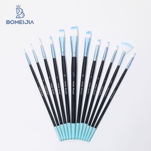 Juego de 12 Pinceles de Nailon de Alta Calidad con Formas Variadas para Acrílico, Óleo, Acuarela y Gouache, Suministros de Arte Profesionales - Product Image 4