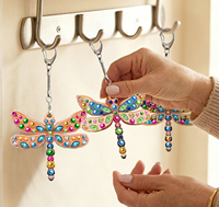 Kit de broderie diamant 5D DIY spécial LS Big Acrylic Bag Pendant, motif libellule, pour porte-clés de sac, artisanat fait main, divertissant