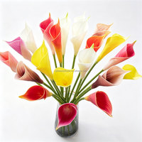 Bunga Calla Lily PU Realistis Premium L-211, Tangkai Tunggal, untuk Dekorasi Pernikahan, Hiasan Meja Acara, Penjualan Grosir