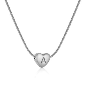 Zogxin Stainless Steel Heart Necklace With Letter Pendant Clavicle Chain For Women Fashion Jewelry - Product Image 5