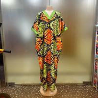 Nouvelle Robe de Soirée Bubu Imprimée Africaine pour Femme, Col en V, Grande Taille, Ample, avec Poches, Style Ethnique Moyen-Orient, Collection Été 2024