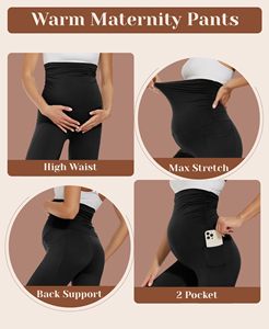 Leggings <span class=keywords><strong>de</strong></span> yoga et <span class=keywords><strong>de</strong></span> sport pour femme enceinte, taille haute, respirants, coupe ajustée, motif uni, épais, pour l'hiver, décontractés - Product Image 2