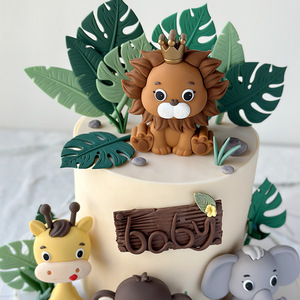Wholesale Hot Sale Jungle Safari <strong>Animal</strong> <strong>Cake</strong> <strong>Topper</strong> with Lion Giraffe Monkey Elephant for Baby Shower <strong>Cake</strong> Decoration - Product Image 3