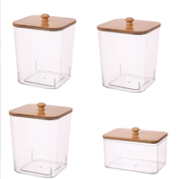 Lot de 2+1 Contenants Transparents pour Lessive en Capsules, Boîtes de Rangement pour Lessive en Poudre avec Couvercles en Bois et Étiquettes
