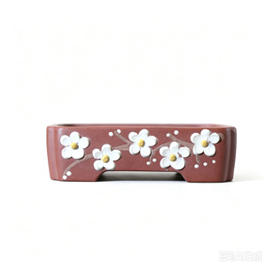 Maceta rectangular de arcilla morada hecha a mano para plantas pequeñas, maceta para bonsái de estilo chino tradicional - Product Image 5