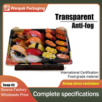 Boîte d'emballage en plastique PET écologique OEM/ODM, conteneur à sushi jetable pour emporter, plateau rectangulaire avec
