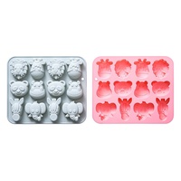 Moule en silicone à 12 cavités motif animaux, qualité alimentaire, réutilisable, mignon, magnétique, pour chocolat, bonbons et glaçons DIY