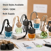 Diffuseur de parfum pour voiture suspendu personnalisé de 8 ml, flacon vide en verre pour désodorisant avec bouchon en bois et cordon