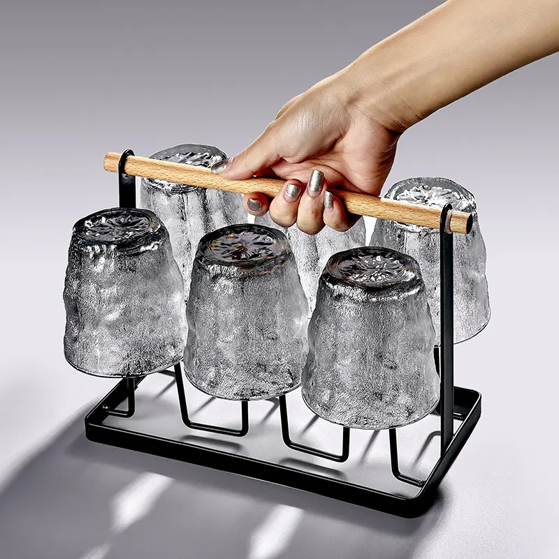 TOMONI ชุดแก้ววิสกี้ปราศจากสารตะกั่ว,แก้วดื่มน้ำไวน์แก้วกระจกแก้วธารน้ำแข็งถ้วยแก้ว