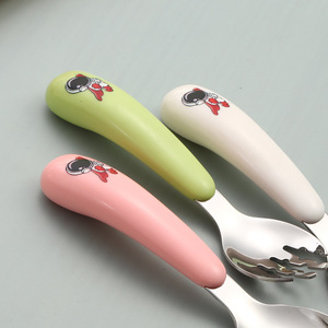 Cuchara y tenedor de acero inoxidable 304, cuchara para comer en casa, tenedor, cuchara para complemento alimenticio para bebés, cuchara para alimentar, vajilla portátil - Product Image 4