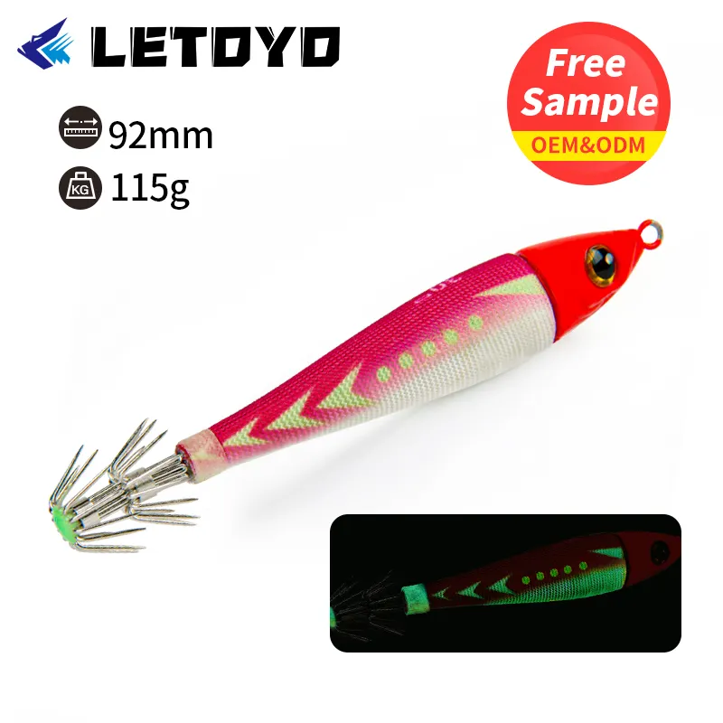 Squid Jig 115g/95mm Luminous Egi Squid Lure Lead Jig Head Shrimp Hook Octopus Cuttlefish Fishing Tackle Lures