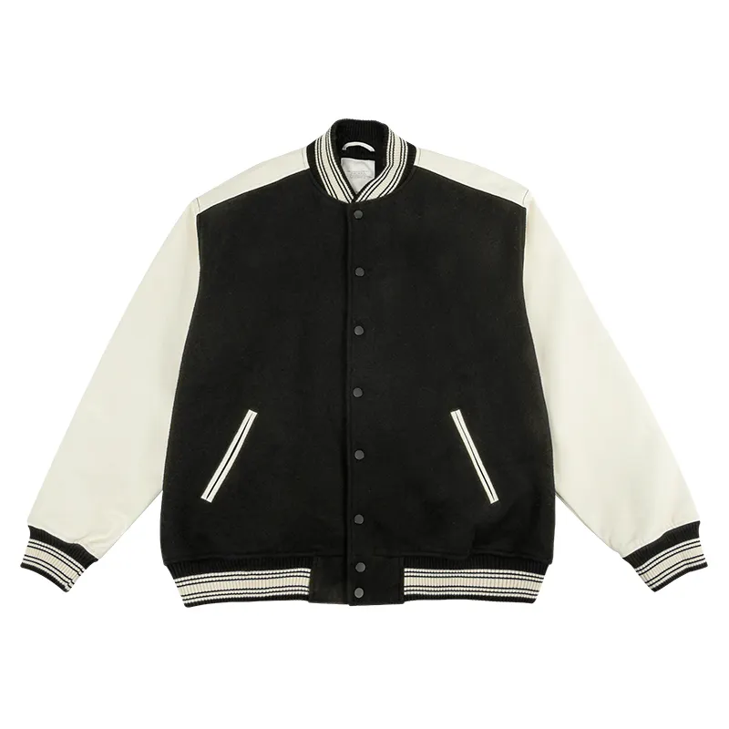 Winter Fashion Buttons Leder Herren jacke Custom Bomber Kleidung Varsity Jacken für Herren