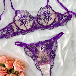Completo <span class=keywords><strong>Intimo</strong></span> Sexy da Donna Push-Up in <span class=keywords><strong>Pizzo</strong></span> Ricamato Stampato Stile Europeo Americano - Esportazione Transfrontaliera - Product Image 3