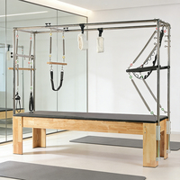 Equipo de Pilates Reformer Resistente, para Flexibilidad, Estiramiento Muscular, Reformer de Madera de Roble, Cadillac de Pilates de Madera de Roble para Gimnasio