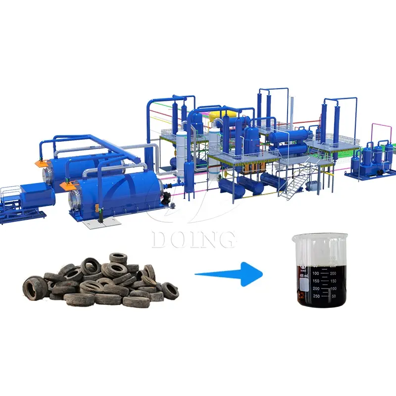 Fare 10/12/15 T tipo di lotto di pneumatici in gomma di scarto impianto di pirolisi pneumatici in plastica per macchine per pirolisi di olio combustibile