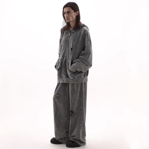 Hot Supplier Hoodies <strong>Men</strong> Distressed Streetwear Y2K Loose Oversized Zip up Hoodie Acid Washed <strong>Clothes</strong> <strong>Men</strong> for Unisex - Product Image 2