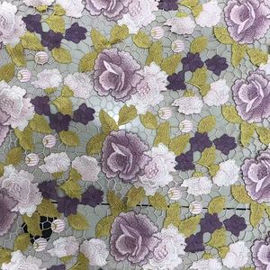 Erkoumi fabbrica all'ingrosso poliestere solubile <span class=keywords><strong>in</strong></span> acqua tessuto di <span class=keywords><strong>pizzo</strong></span> rosa motivo floreale cavo cavo Guipure ricamato <span class=keywords><strong>abito</strong></span> <span class=keywords><strong>in</strong></span> tessuto - Product Image 3