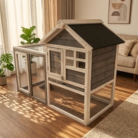 Cage à lapins en bois pour extérieur avec enclos, plateau coulissant, toit en asphalte, maison pour lapins, cochons d'Inde et petits poulets