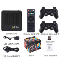 جهاز ألعاب فيديو منزلي كلاسيكي G11 PRO بسعة 64 جيجابايت مع وحدة تحكم لاسلكية يحتوي على أكثر من 30000 لعبة قديمة الطراز مع نظام CPS NEOGEO ودقة 4K وواي فاي وصندوق تلفزيون عالي الدقة