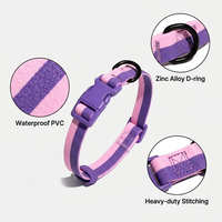 NOVIPET Ensemble laisse et collier pour chien mains libres, étanche en PVC, texture cuir, réglable, durable, bicolore