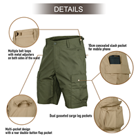 Shorts Cargo Militaires Vintage pour Hommes KSP-BDK-PR - Tissu Ripstop Polyester/Coton Taille Mi-Haute - Imperméables et Durables
