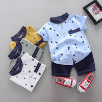 Vente en gros Ensemble de vêtements mode couronne mignon pour bébé garçon Ensemble de vêtements été 2 pièces chemise pour enfants