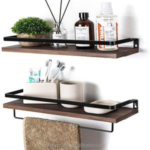 Hirohiro Wall Mounted <b>Shelf</b> 15.7x5.7 Inch Minimalist <b>Black</b> Wood Metal <b>Bracket</b> Floating <b>Shelf</b> For Living Room Study Bookshelf - Product Image 4