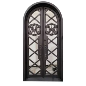 Chinese Manufacturer Outdoor Wrought Iron Entrance Door and Glass