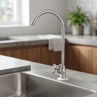 Robinet purificateur d'eau domestique en acier inoxydable 304, pour eau froide par osmose inverse, à grand angle, à canal unique, trois voies, rotation à 360 degrés