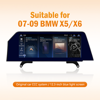 Pantalla de Navegación HD de 12.3'' con Diseño de Cuchilla para BMW X5/X6 2007-2009, Sistema CCC, Pantalla Táctil con Luz Azul, Funciones Originales del Vehículo