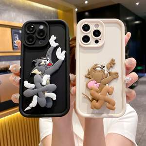 3D Running Cat Mouse Swivel Holder Funny Cartoon Soft TPU <span class=keywords><strong>Funda</strong></span> para teléfono móvil para <span class=keywords><strong>Iphone</strong></span> <span class=keywords><strong>11</strong></span> 12 13 14 15 Pro 17 Air Back Cover - Product Image 1