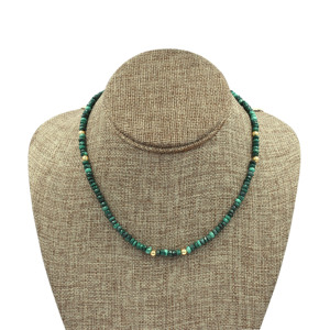 สร้อยคอทำมือประดับลูกปัดมาลาไคต์ทรงรอนเดลล์ ชุบทองและโรเดียมบนเงินแท้ ปรับขนาดได้ เหมาะเป็นของขวัญงานแต่งงาน - Product Image 4