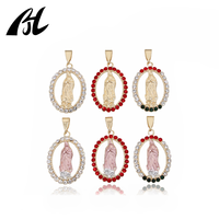 Pendentif religieux catholique plaqué or Vierge Marie de Guadalupe avec zircon cubique, bijoux de mode pour femmes