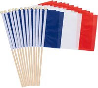 Drapeau à main Offre Spéciale polyester de haute qualité, design personnalisé, 30x45cm, matériau durable, drapeau de France avec poteau en bois, 100%