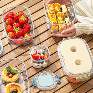 Ligero y portátil Sin <span class=keywords><strong>miedo</strong></span> a fugas Cocina Contenedor de alimentos transparente Caja de almacenamiento de frutas Organizadores - Product Image 3