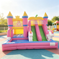 Château gonflable commercial Princesse avec toboggan intégré, château de saut rose pour filles, idéal pour les fêtes d'anniversaire