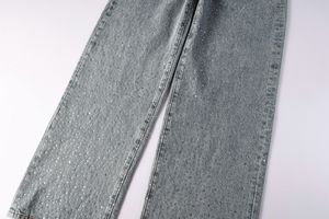 Pantalon en jean droit extensible à taille mi-haute, coupe décontractée, à motif croisé, jeans classique droit pour homme - Product Image 5