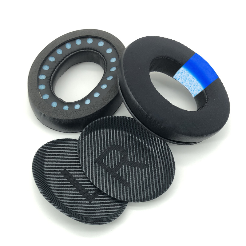 Embouts d'oreille en gel glacé noir + tampons en coton noir QC35